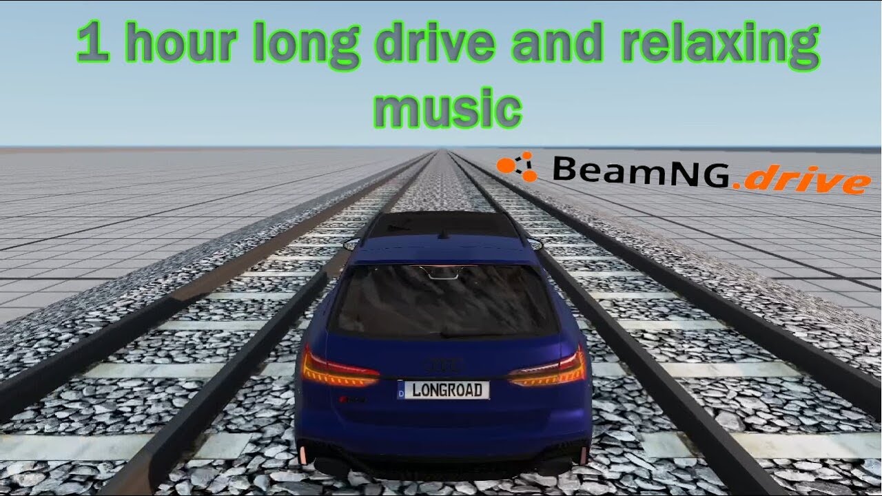 1 hour long railroad ride and relaxing music | Sleep music and BeamNG Drive
