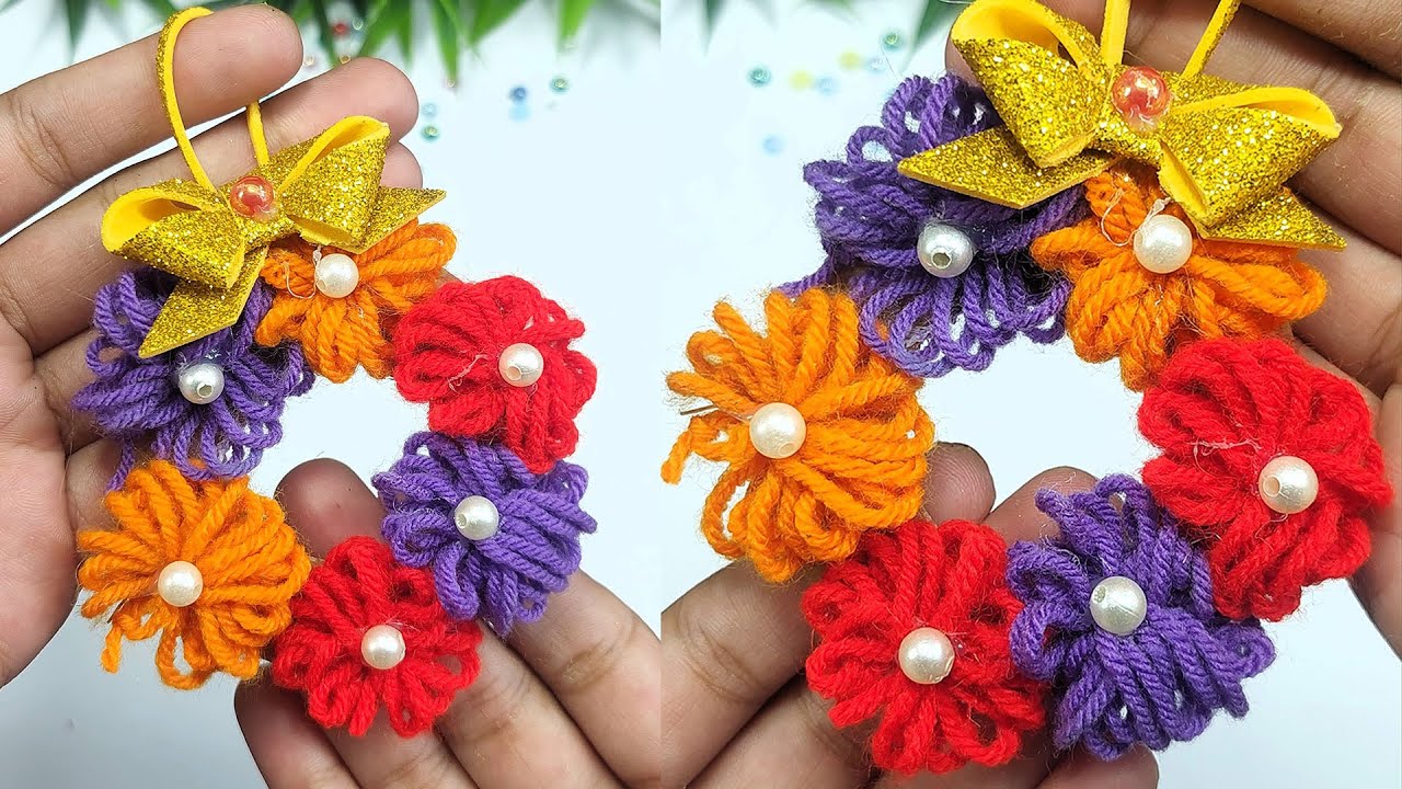 Mini Christmas Wreath DIY🎄Easy Wool Yarn Craft Ideas for Holiday Decorations