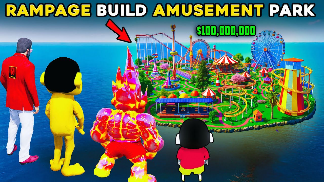 Rampage Build Richest🤑 AMUSEMENT PARK For Shinchan😱 in GTA 5 Full Fun #gta5 #bommalu #rampageboy