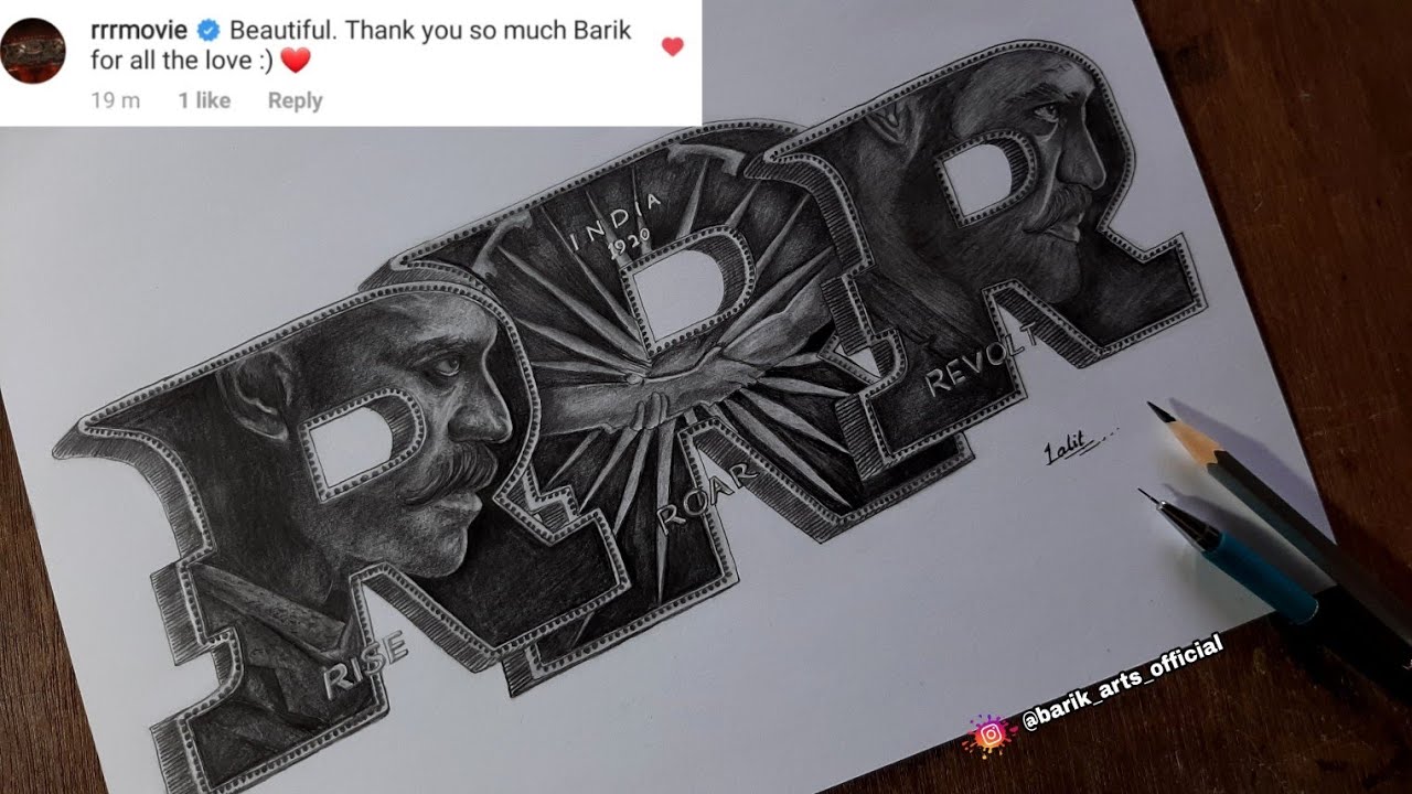 RRR Motion Poster Drawing - NTR, Ram Charan, Ajay Devgn, Alia Bhatt, Olivia Morris | SS Rajamouli