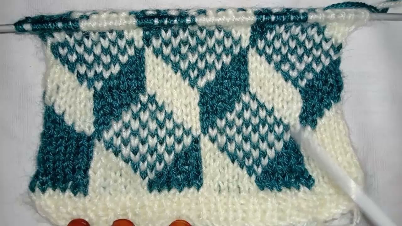 غرزة العقدة بلـونين(جاكار) /تعلم تريكو بالقطبان  للمبتدئين - أساسيات في التريكو للمبتدئين/tricot