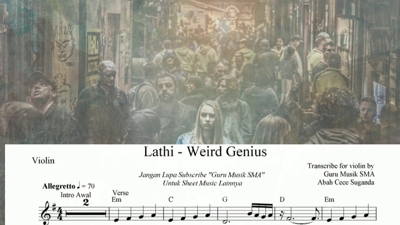 Lathi - Weird Genius ( play along ) || Not balok + Chord