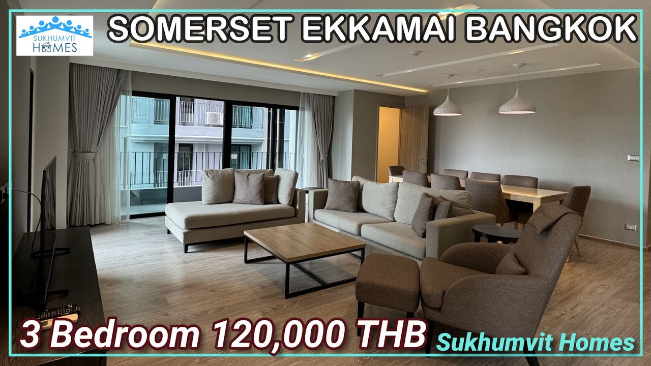 Somerset Ekamai Luxury Serviced Apartments Bangkok 3 Bedrooms 221 sqm for 120,000 THB Monthly