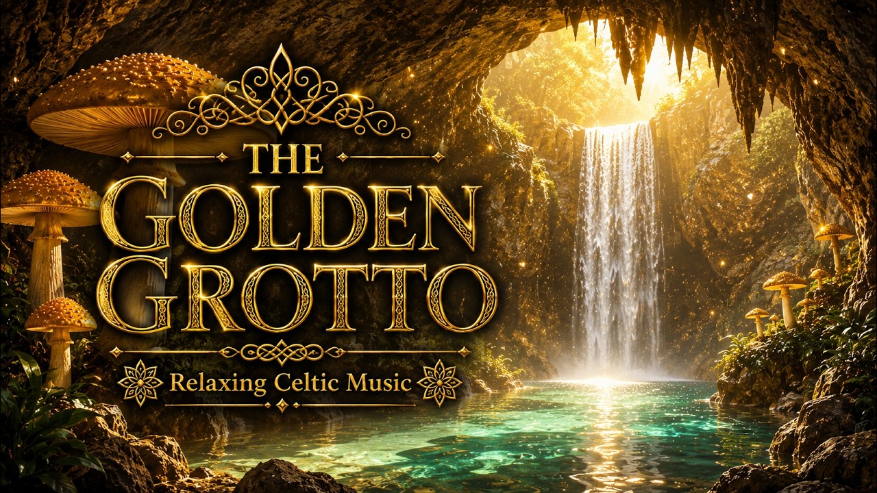 Golden Waterfall of the Celtic Forest 🌿 Harp & Flute for Deep Healing