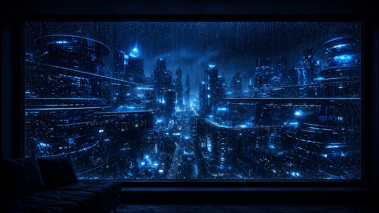 Midnight Megacity – Cyberpunk Rain Window 🌧️ | Night Focus Ambient (1 Hour, No Distractions)