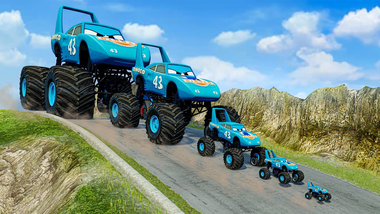 Big & Small Monster Truck King Dinoco vs DOWN OF DEATH in BeamNG.drive