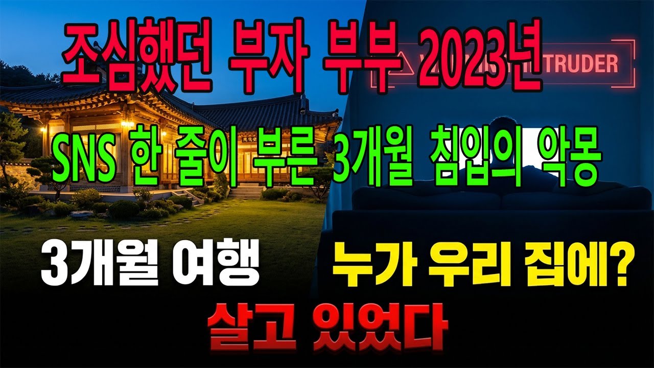 조심했던 부자 부부 2023년... SNS 한 줄이 부른 3개월 침입의 악몽