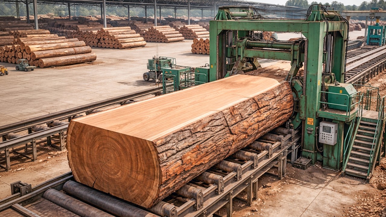 Inside the Largest Wood Sawmill Factory – How a Wooden House Is Built From Logs (Full Process)