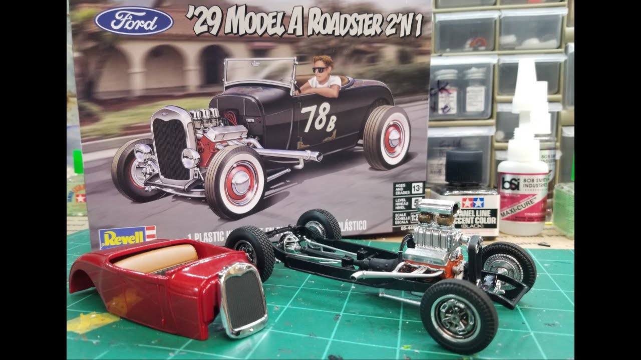 1929 Ford Model A Roadster 2 IN 1 By Revell in 1/25 Scale. This Kit is Really Nice!! PT1