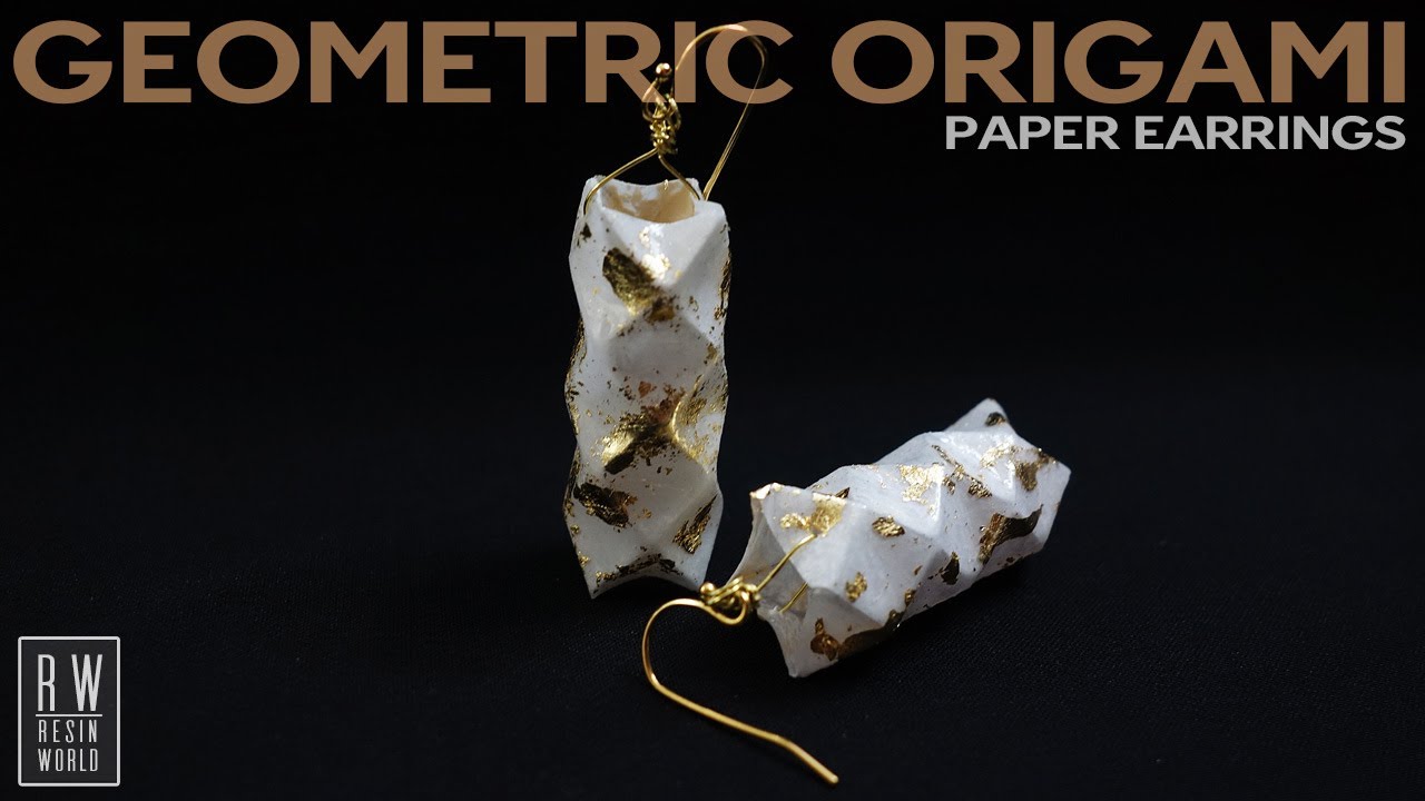 DIY Geometric Origami Paper Earrings  幾何学模様のレジン＆紙イヤリング