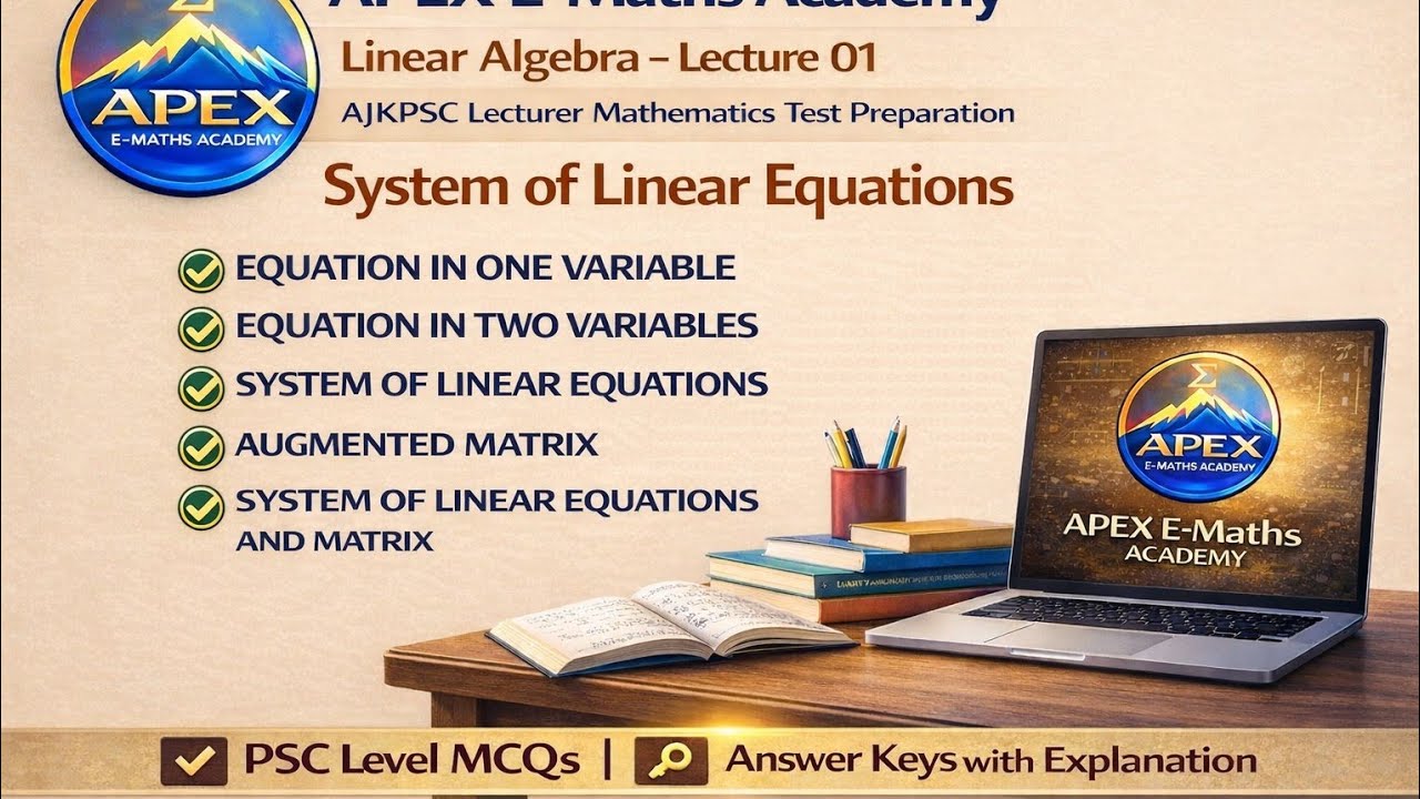 26: AJKPSC| Linear Algebra Lecture 01 | Systems of Linear Equations, Gauss–Jordan Elimination Method