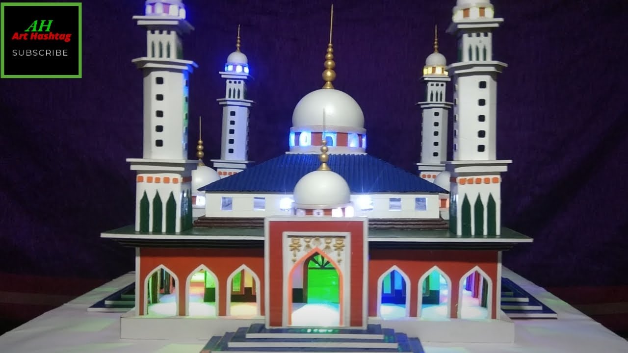 How to make Masjid of cardboard and Plaster Paris. Making process of mosque.