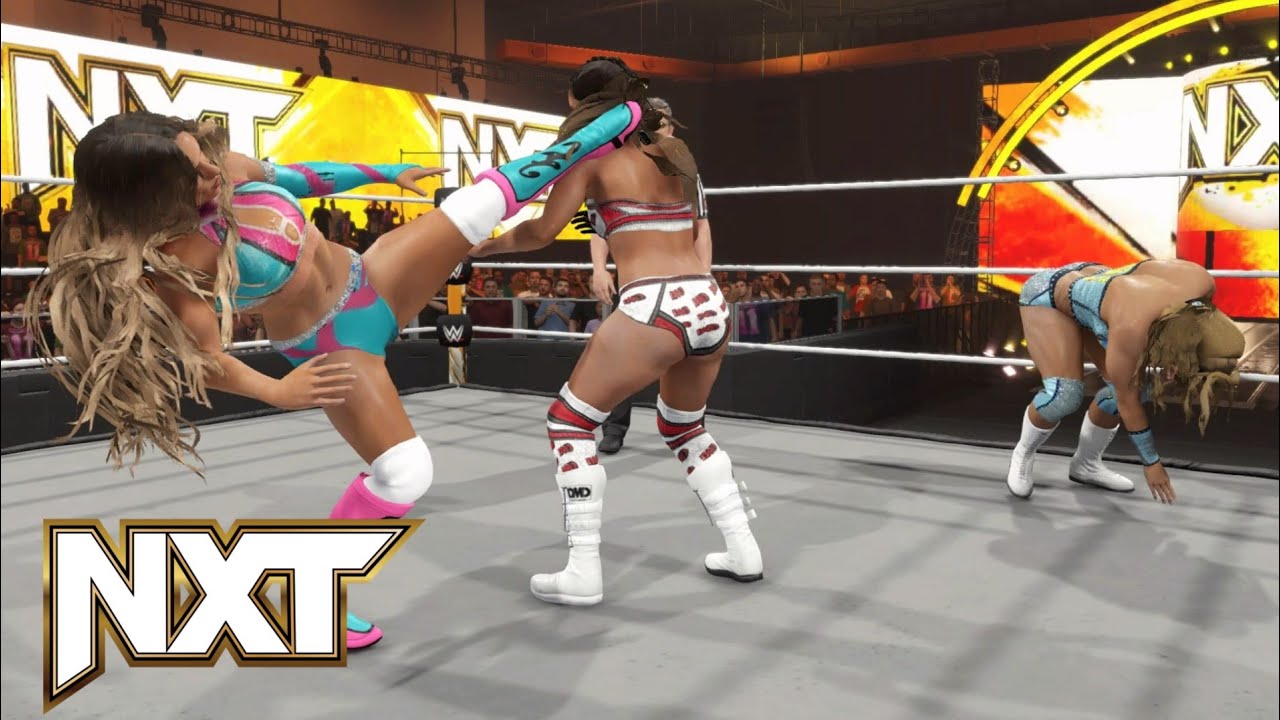 WWE 2K23 NXT BRITT BAKER & JAMIE HAYTER VS LOLA VICE & ELEKTRA LOPEZ (ALBA & ISLA AT RINGSIDE)