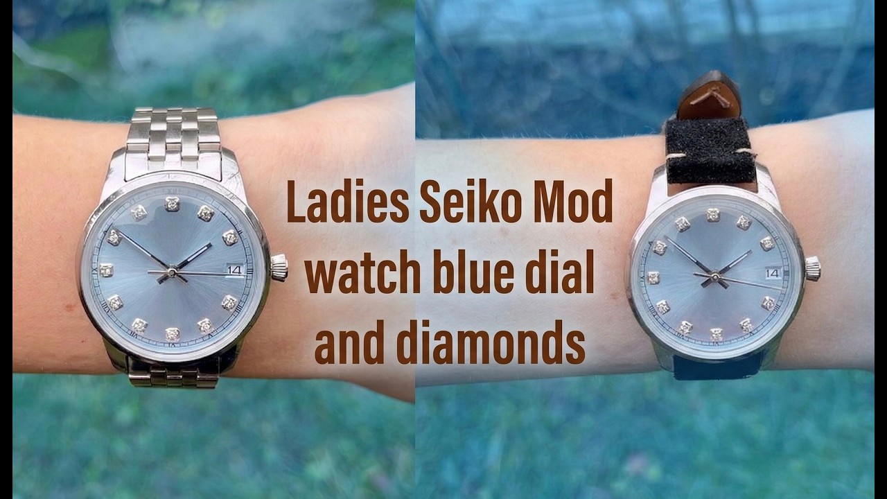 Ladies Seiko Mod watch blue dial and diamonds