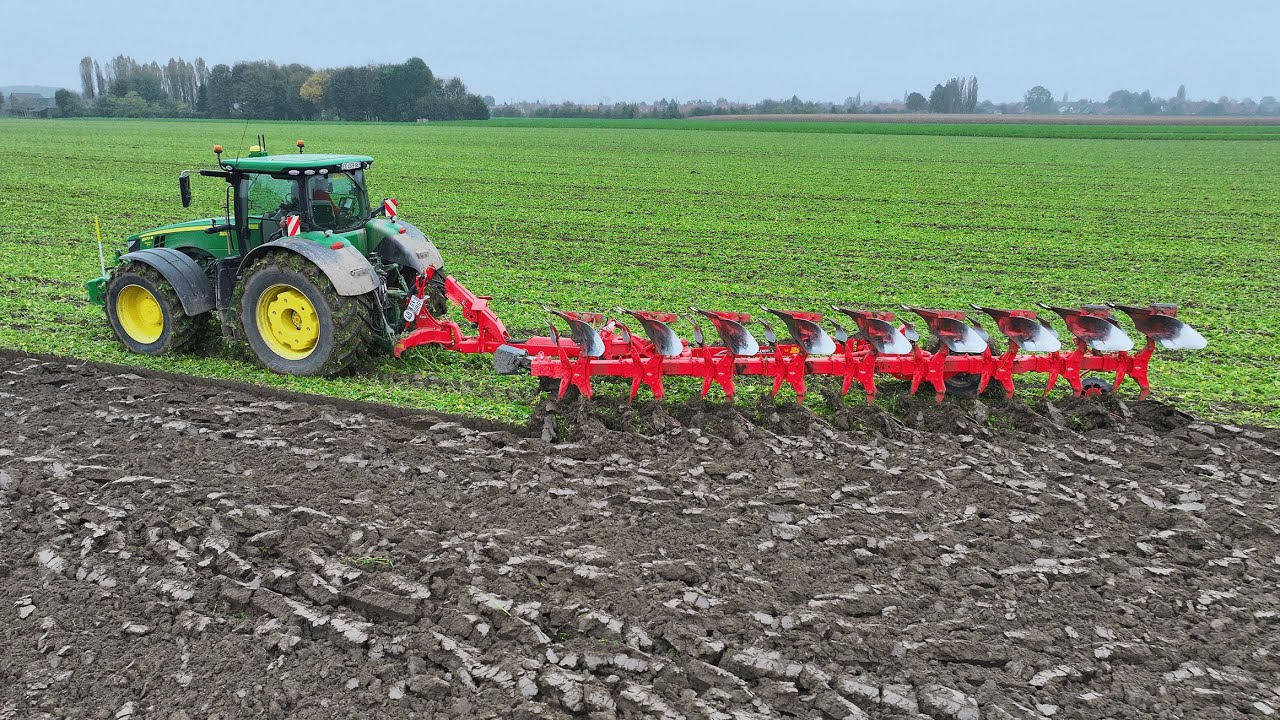 Ploughing w/ John Deere 8370R + 9 furrow Kuhn Multi Leader XT On-Land Plough | Pflügen | XXL