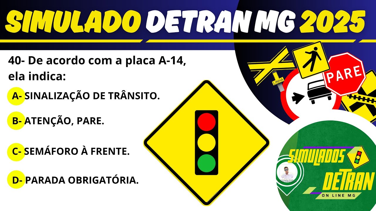 PROVA TE&Oacute;RICA DO DETRAN - SIMULADO DETRAN MG 2025 -   #detranmg2025 #mgsimuladosdetran2025