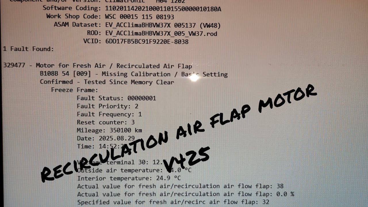 Passat B8 V425 Recirculation air flap motor replacement