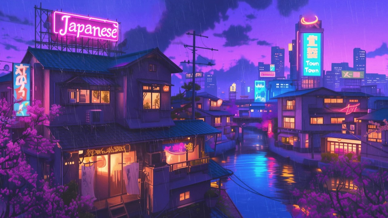Rainy Japanese Town 🌧️ Rain Lofi Hip Hop Beats | 80s & 1990 | The Japanese Town