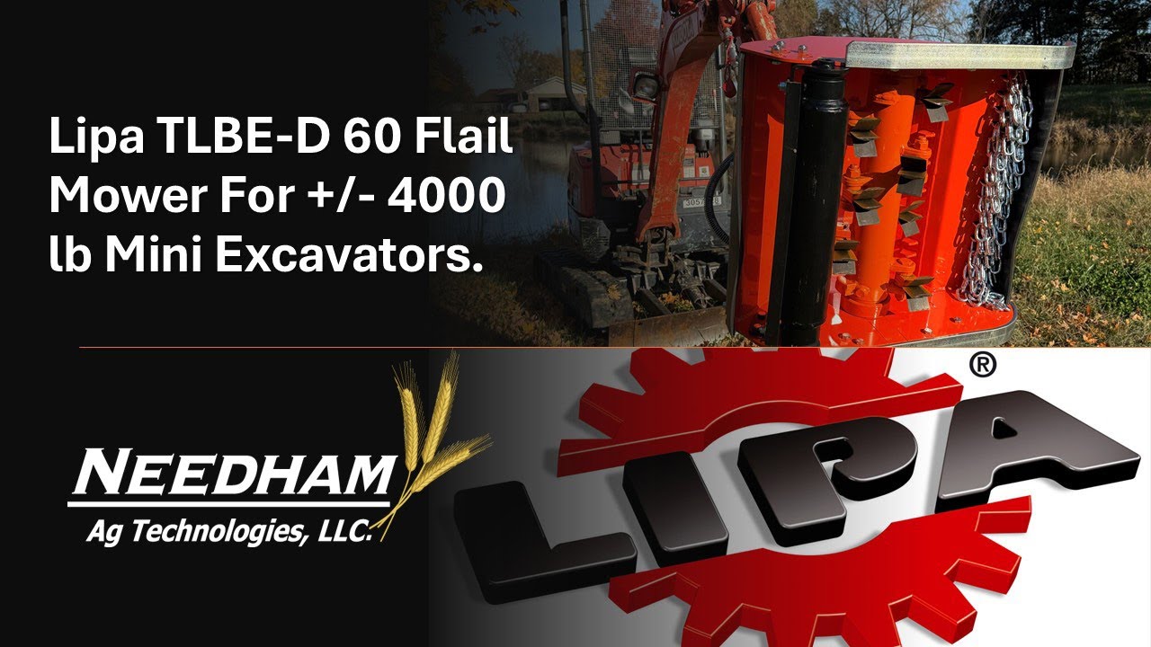 Needham Ag - косилка-измельчитель Lipa TLBE-D 60 - работает на мини-экскаваторе Kubota U17 (+/- 2...