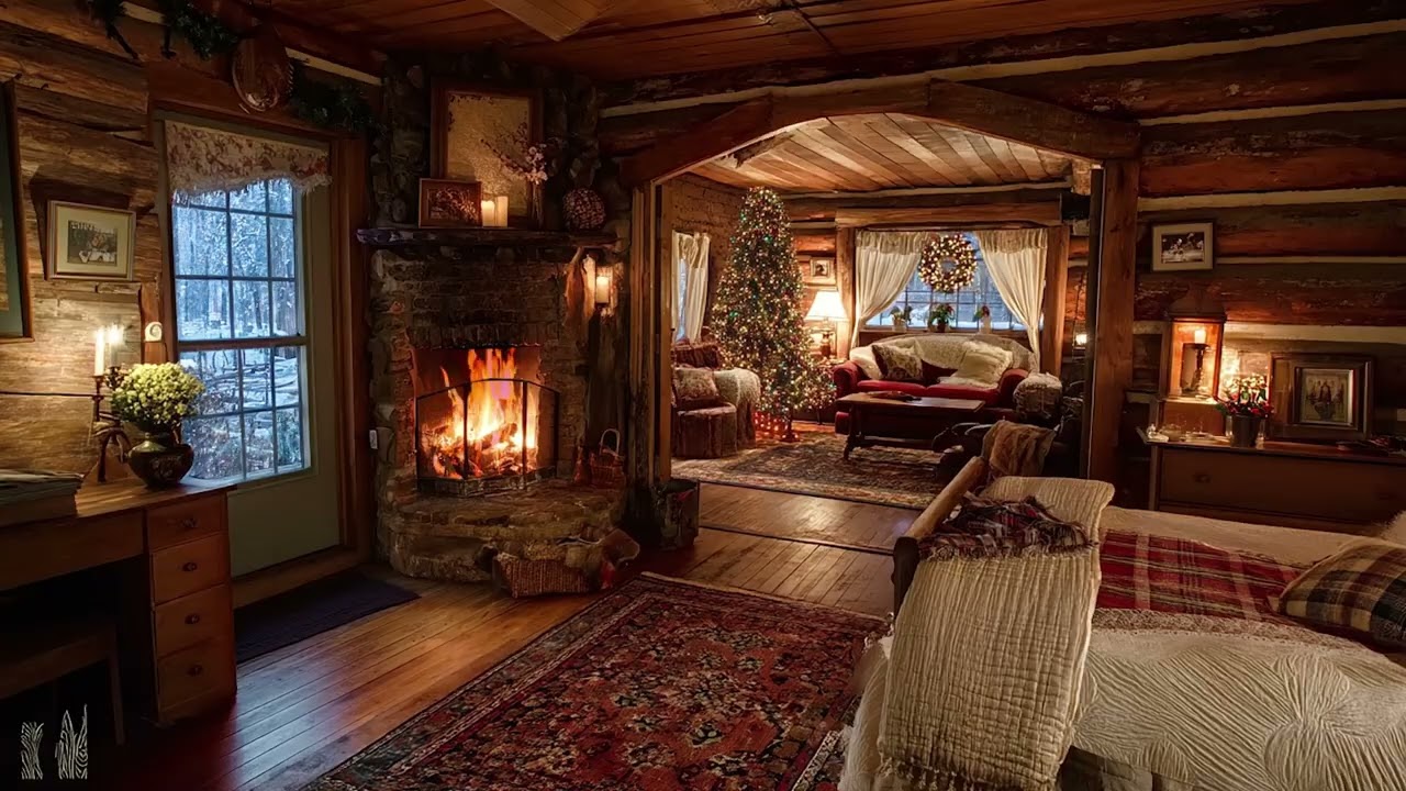 A Cabin Sheltered in the Long Winter Quiet | Cozy Fire Ambience for Deep Sleep and Calm