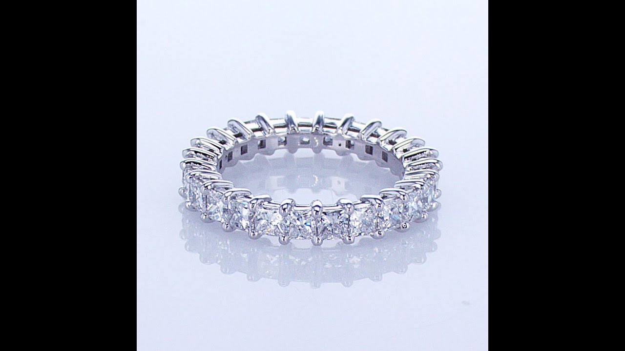 Lab Grown 3.00ct Princess Cut Diamond Eternity Band Set In Platinum Airline Setting