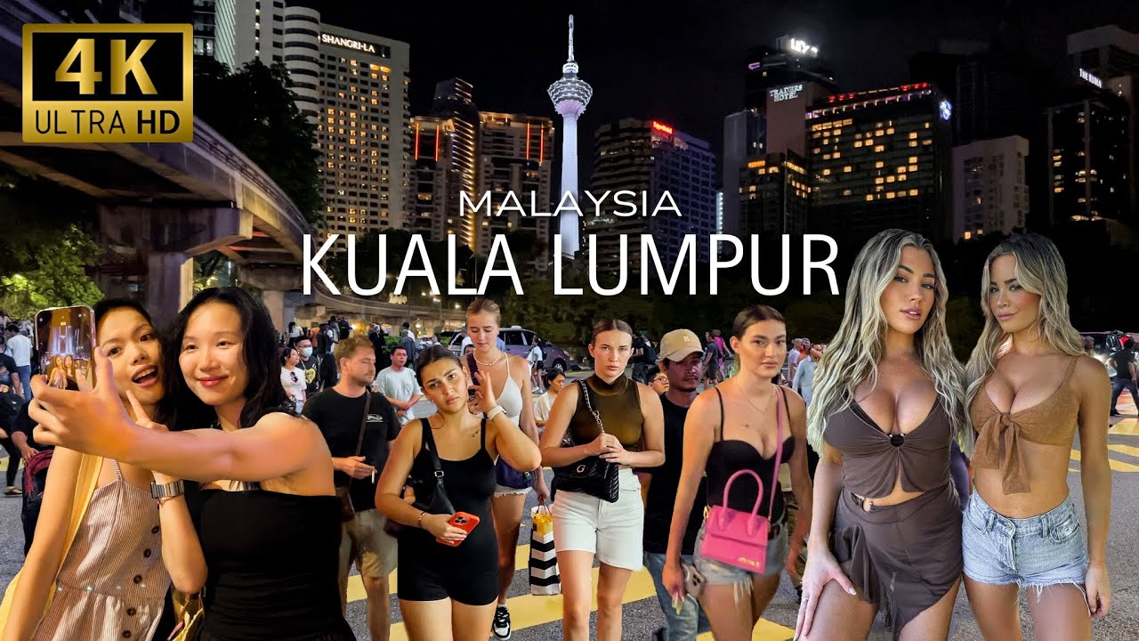 4K | Night Walk in Downtown Kuala Lumpur | Times Square & Petronas Twin Towers | Malaysia 2024