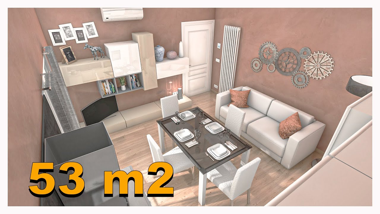 ANIMAZIONE 3D REALIZZATA CON BLOP HOME : Vivere in 53 m2 mini appartamento moderno con  terrazzo