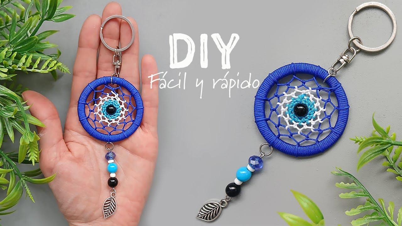 Crea un LLAVERO ÚNICO y FÁCIL con este SENCILLO tutorial ✨️🧿 UNIQUE & EASY Dreamcatcher Keychain