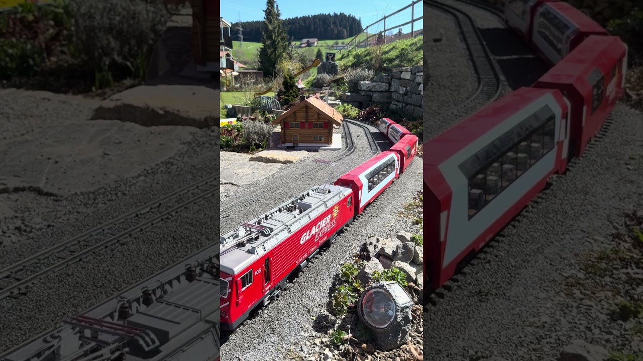 Lgb Gartenbahn Stellprobe des neuen Bahnhofgeb&auml;udes das &uuml;ber den Winter erstellt Wurde.