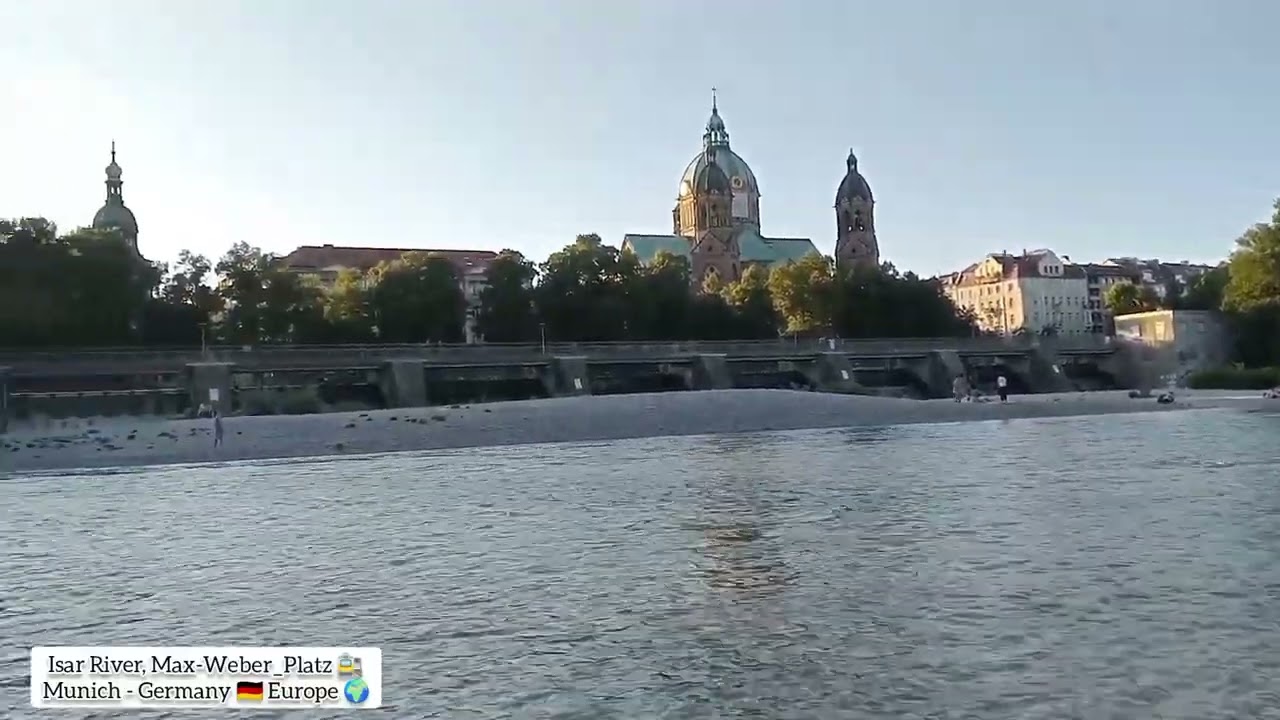 Isar River @ Max-Weber-Platz, Munich City Centre, Germany, Europe. #viral #attraction #summer #4k