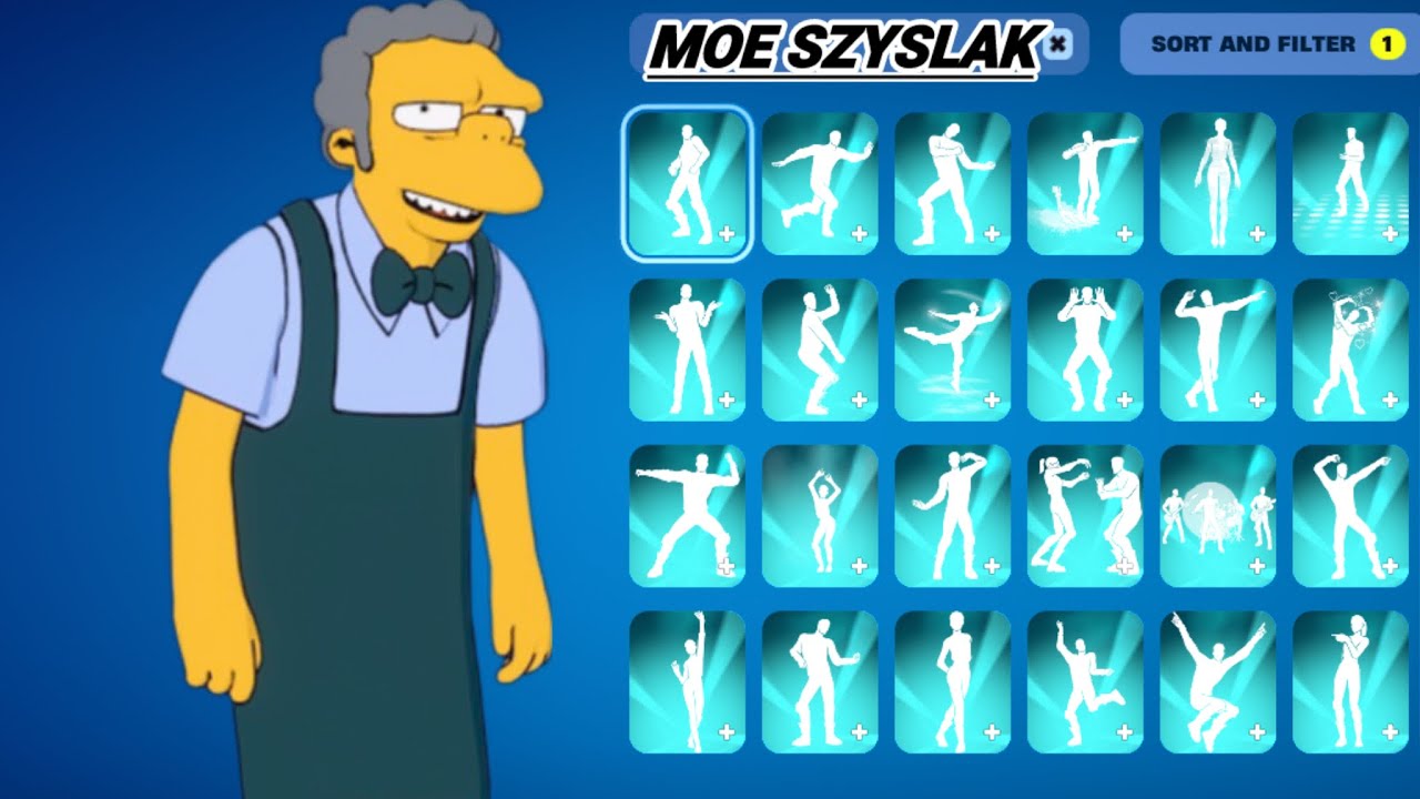 New MOE SZYSLAK Skin Showcase with Icon Series Emotes in Fortnite Simpson Season 