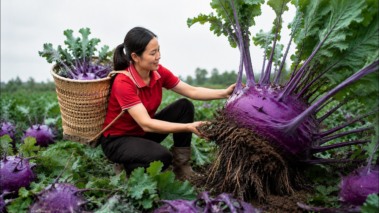 [TIMELAPSE] 136 Days Harvesting Tons of GIANT Kohlrabi | Farm to Market Journey | Daisy Harvesting