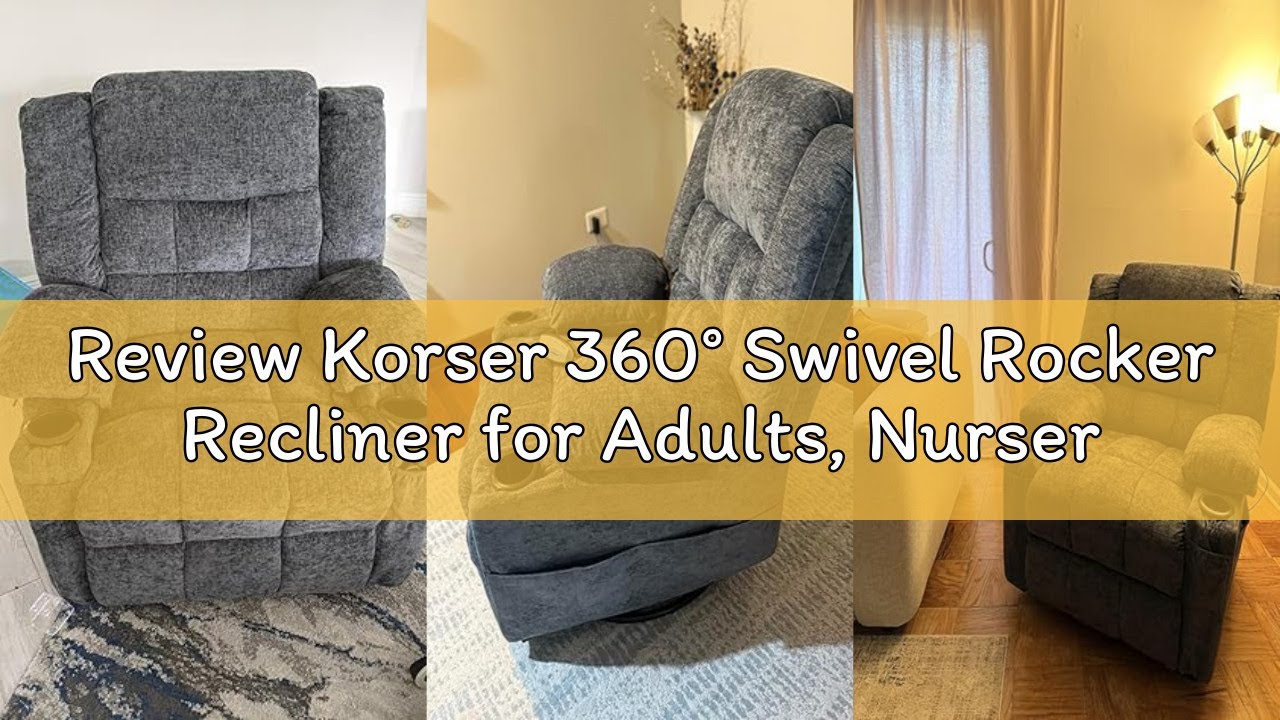 Review Korser 360° Swivel Rocker Recliner for Adults, Nursery Glider Recliner with Massage and Heati