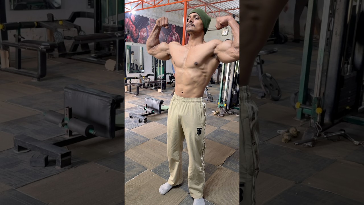 Front double biceps pose with full muscle pump