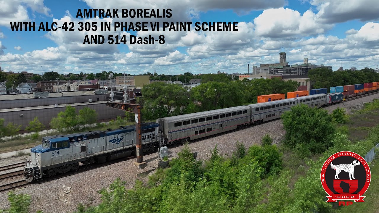 Amtrak Borealis With ALC-42 305 In Phase VI Paint Scheme & 514 Dash-8  9-7-2025