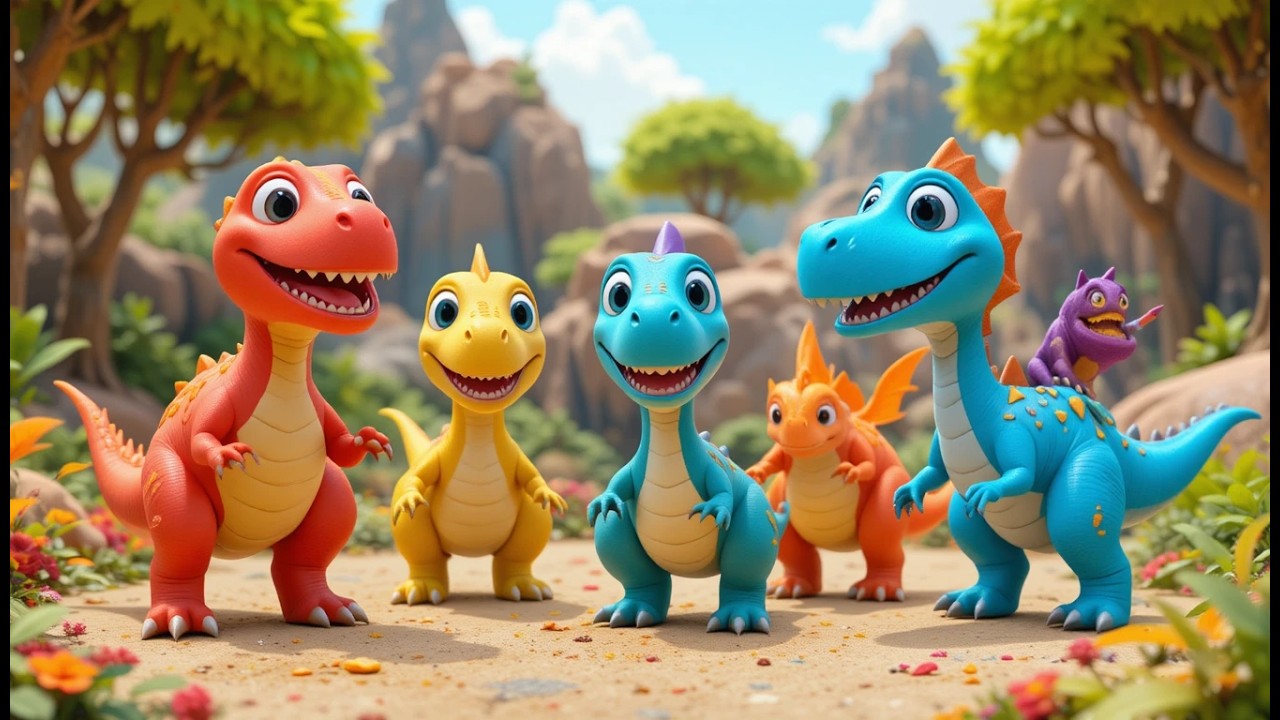 Six Little Toy Dinosaurs Roar Roar Roar | Dinosaur Song & Counting for Kids