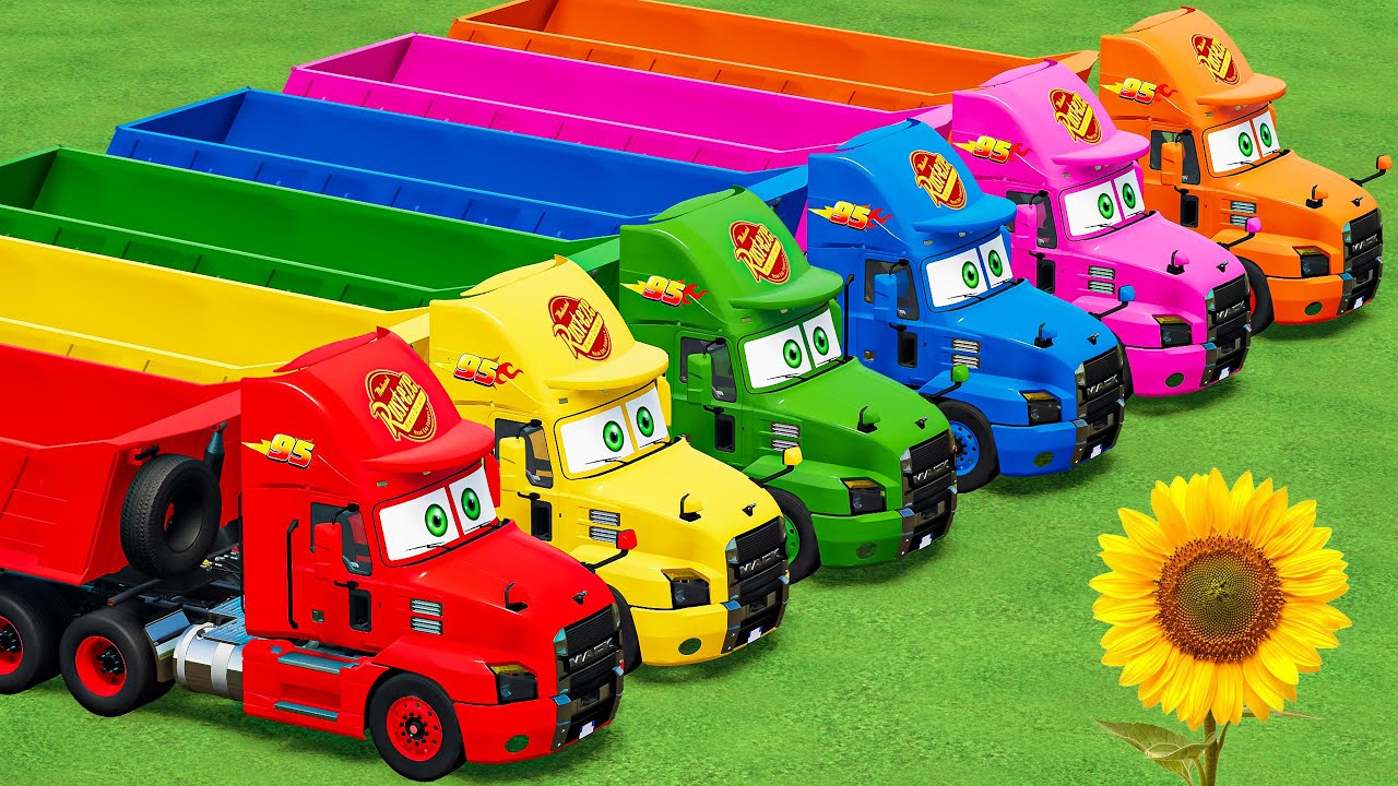 TRUCKS OF CLORS! HEAVY Pixar Man Truck + 10 TONS Colored Sunflower Delivery – Farming Simulator 22