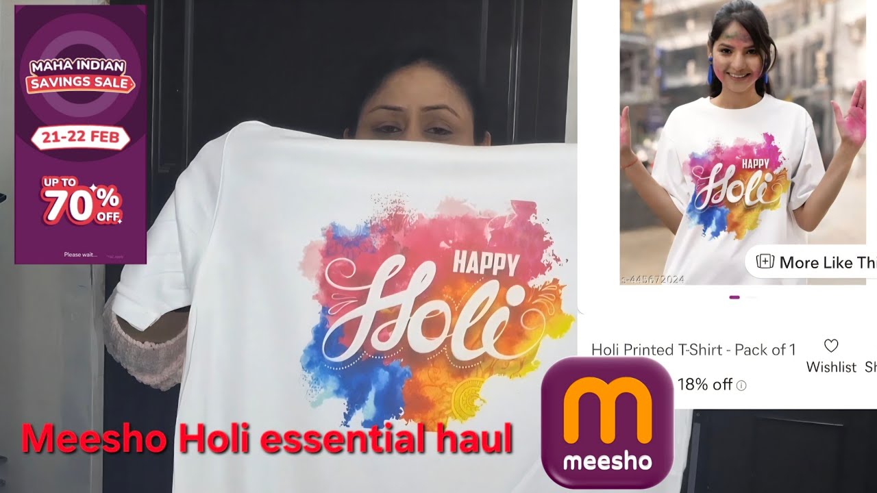Meesho Holi essential haul under budget #meesho #meeshofindsl #ytvideo #holi #tshirt #kurtasets 
