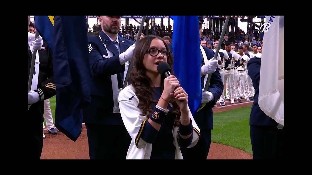 Brewers-Mets opening Ceremonies National Anthem 03.04.23 #mlb #brewers #bally #usa #wisconsin
