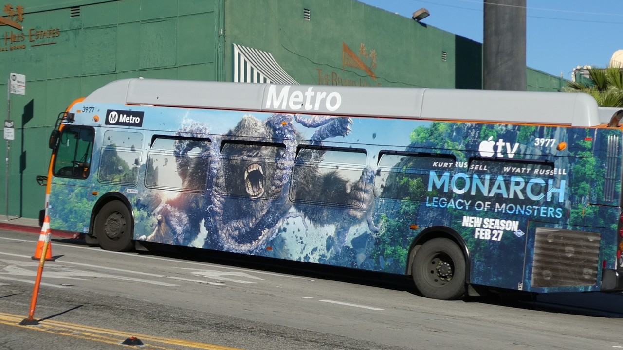 Monarch Legacy Of Monsters Bus Los Angeles California February 13, 2026