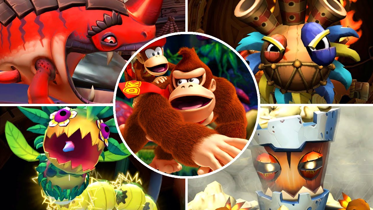 Donkey Kong Country Returns HD - All Bosses (No Damage) [4K]