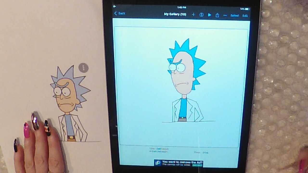 ASMR Gum Chewing Draw with Me on Ipad | RICK & MORTY | Tingly Whisper