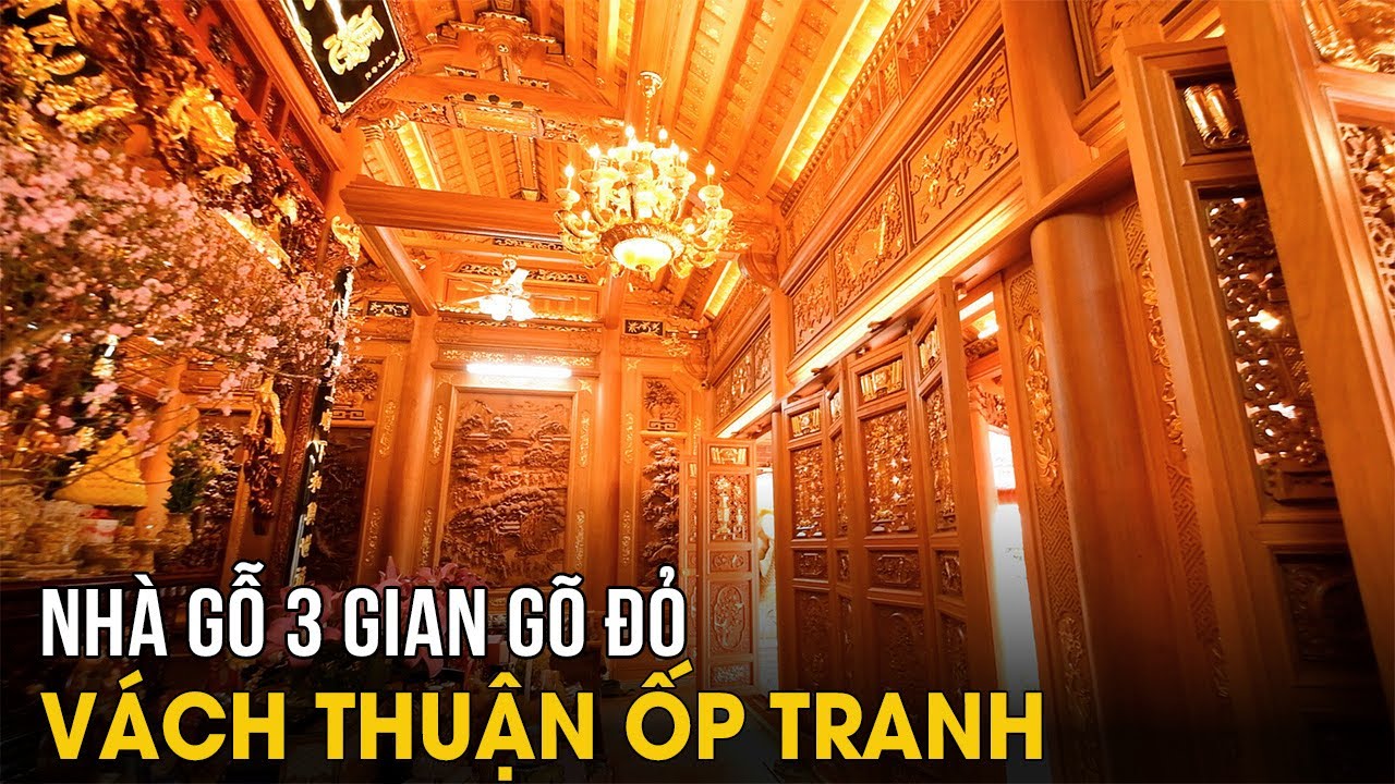 Ngắm Nhìn Nhà Gỗ 3 Gian Gõ Đỏ Hoàn Thiện 9,86mx8,57m Tại Phúc Thọ Hà Nội