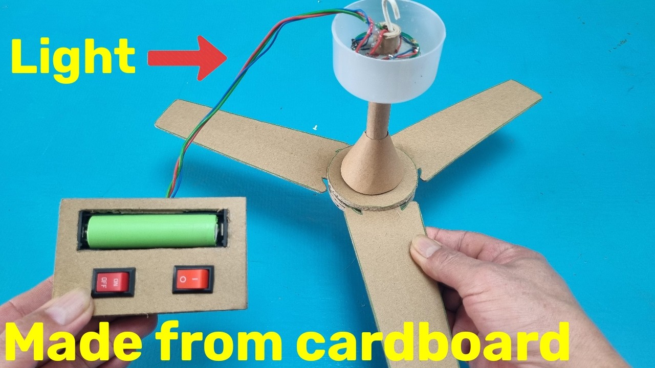 How to Make a Ceiling Fan from Cardboard with Very Bright LED Lights