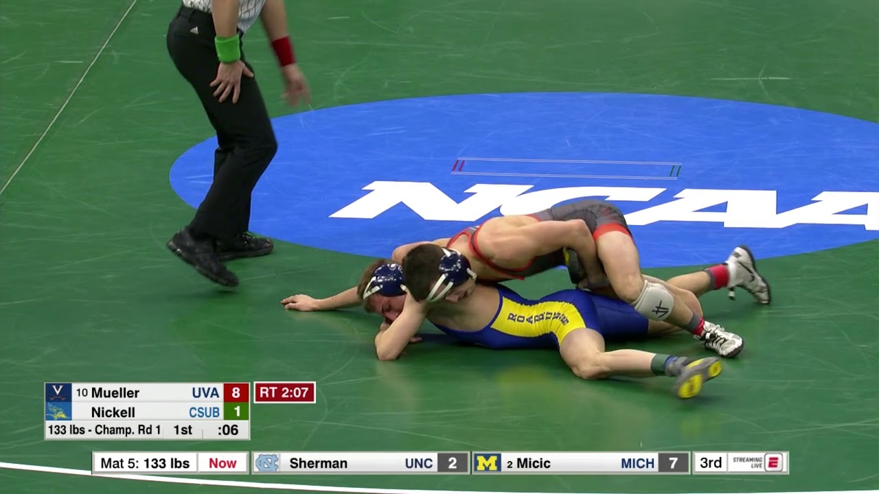2018 NCAA Wrestling 133lbs: Jack Mueller (Virginia) tech fall Sean Nickell (CSU-Bakersfield)