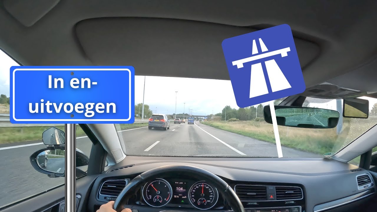 Invoegen | Uitvoegen | Snelweg | Autoweg | Inhalen | Rijstrook met kijktechniek | rijbewijs | rijles