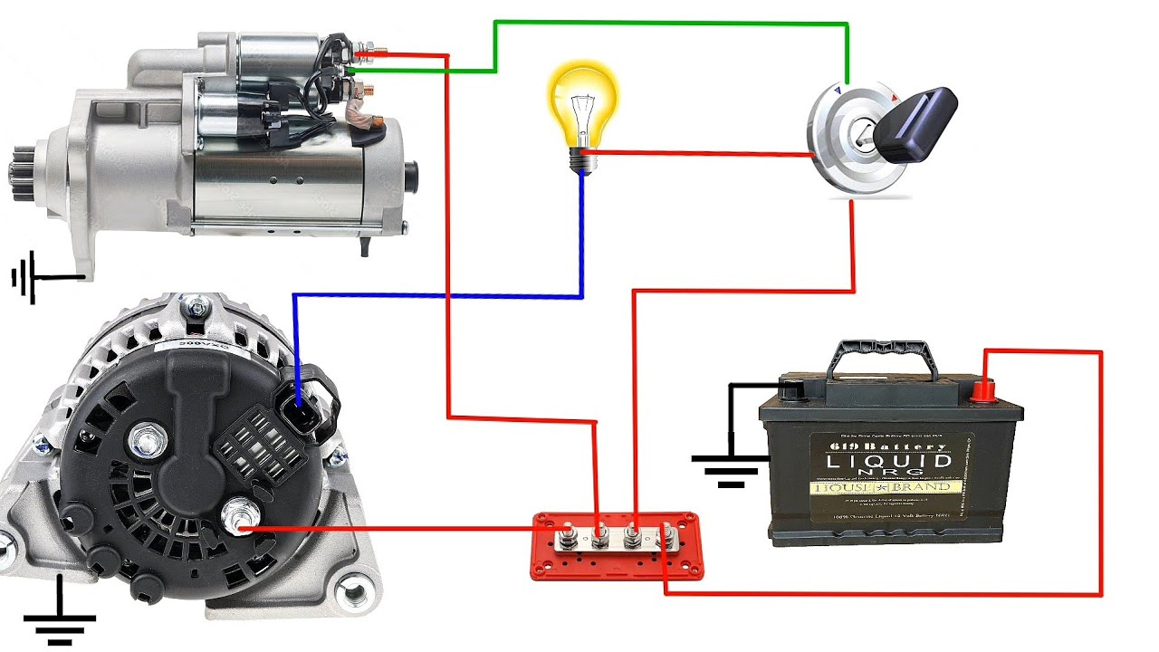 How to wire delphi 12v 120A Alternator with Starter Motor | Starter Motor And Alternator Wiring