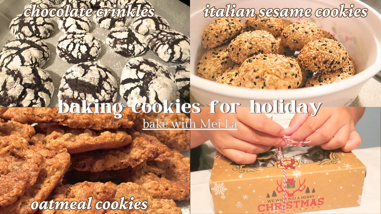 Baking Easy Cookie Recipes for Holiday | chocolate crinkles, Italian sesame cookies, oatmeal cookies