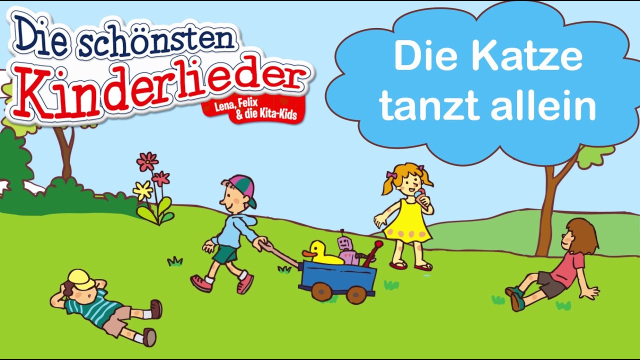Die Katze tanzt allein, tanzt auf einem Bein | Kinderlied mit Text zum mitsingen