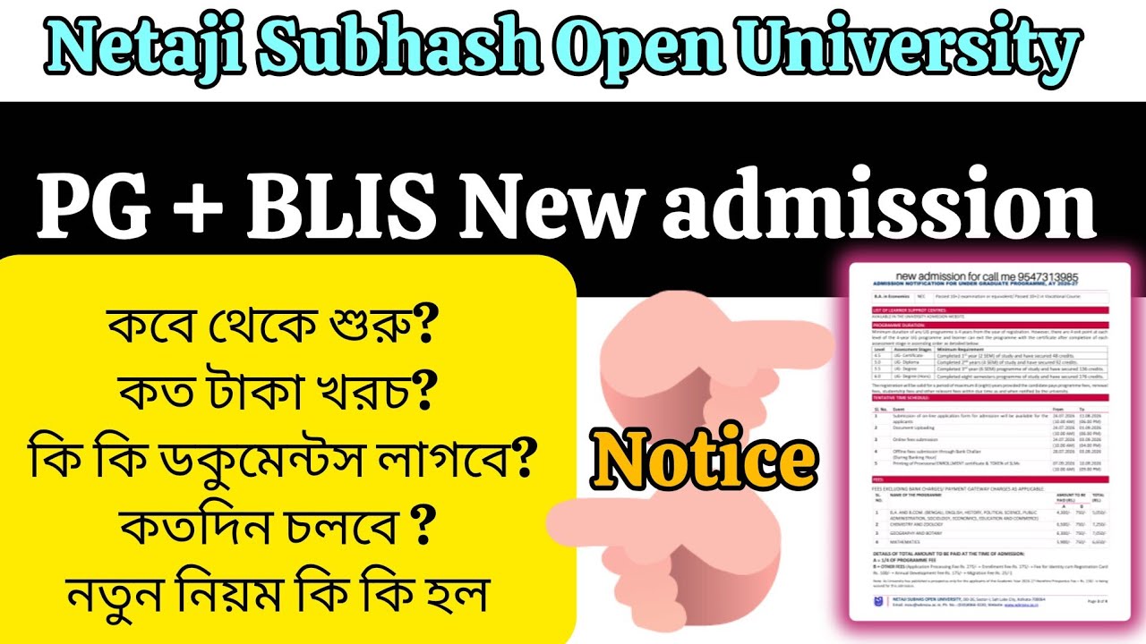 Nsou PG & BLIS New admission update 2026